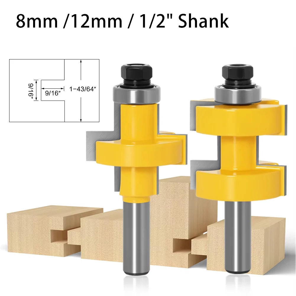 Ball Bearing Square Tooth Wood Floor Splicing Router Bit 8mm 12mm 1/2