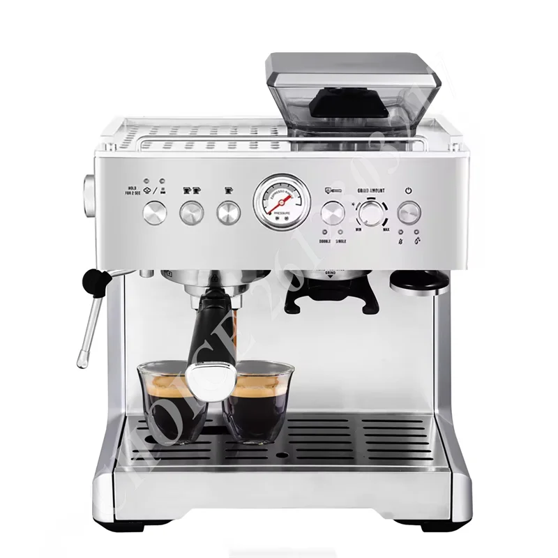 Máquina de café elétrica ajustável automática, Máquina de café expresso, Moedor e leite Frother, Casa, Restaurante, Comercial, Personalizado