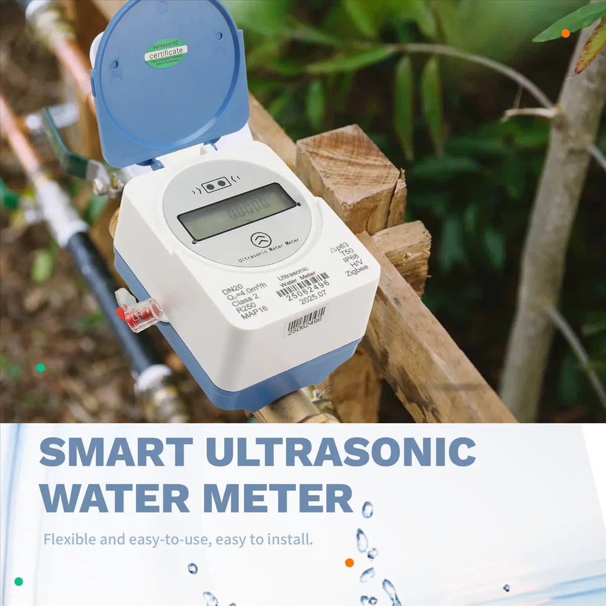 【~ New Y24A】Tuya Zigbee Smart Ultrasonic Water Meter DN20 LCD Digital Display IP68 Waterproof Water and Consumption Monitoring