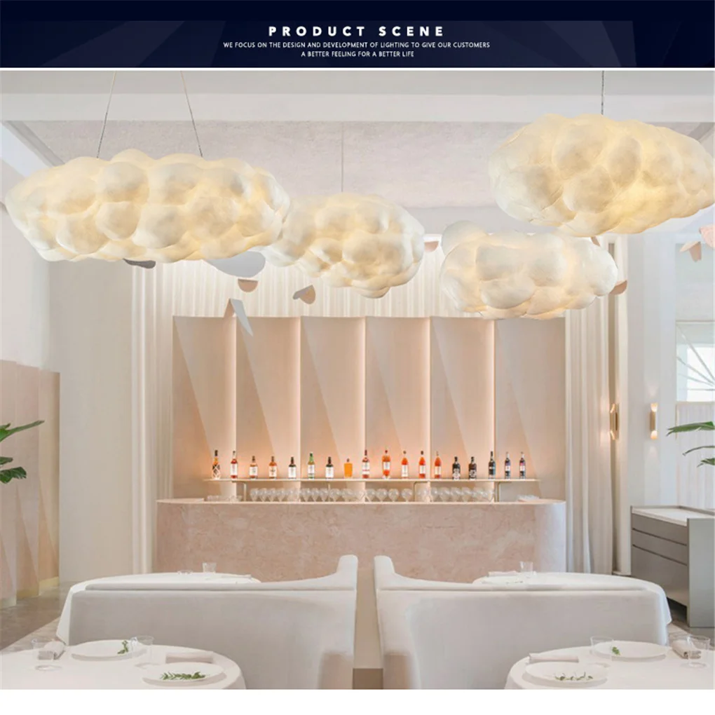 Cloud Lighting LED Pendant Lamp Creative Personality Bedroom Children’s Room Living Room Cotton White Clouds Hanging Fixture