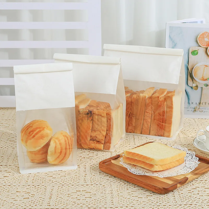 

50 шт., пакетик для упаковки тостов, моти, железная проволока, самозапечатывающийся мешок, цвет воловьей кожи, свежевыпеченный, нарезанный хлеб, упаковочный мешок