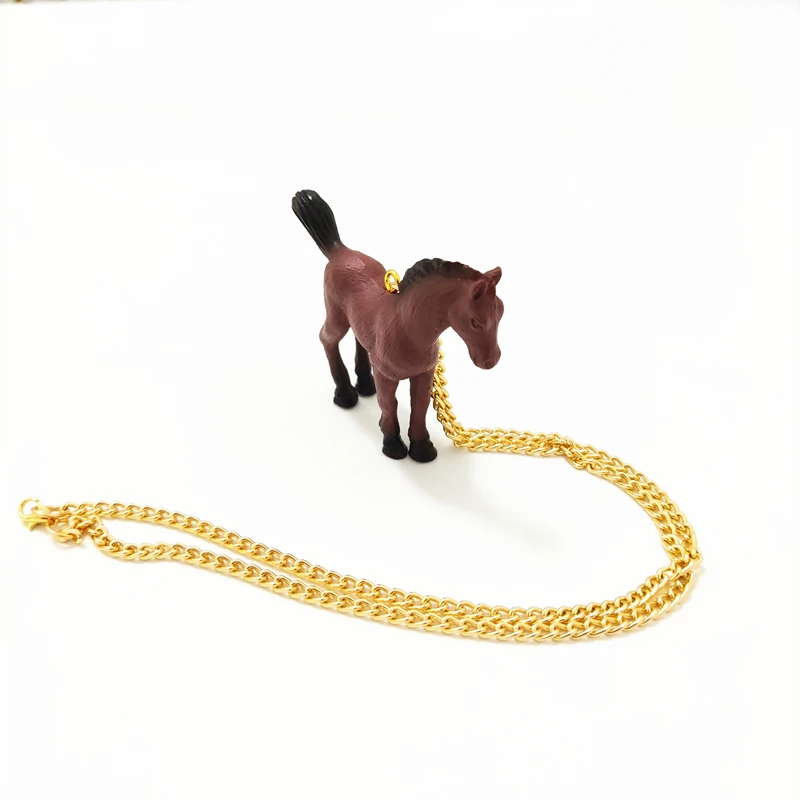 KUGUYS Cute Funny Simulate Resin Harmless Horse Pendant Necklace for Women Trendy Jewelry Accessories