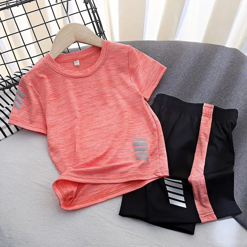 2023 Summer Kids Clothing Sports Sets Short Sleeve Round Neck Thin Loose All-match Refreshing Ventilate Casual Trend Two Pieces