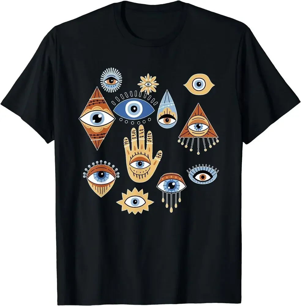 Hand Of Hamsa Seeing Eyes Evil Eye Curse Protection T-ShirtHigh Quality 100%Cotton Short Sleeve