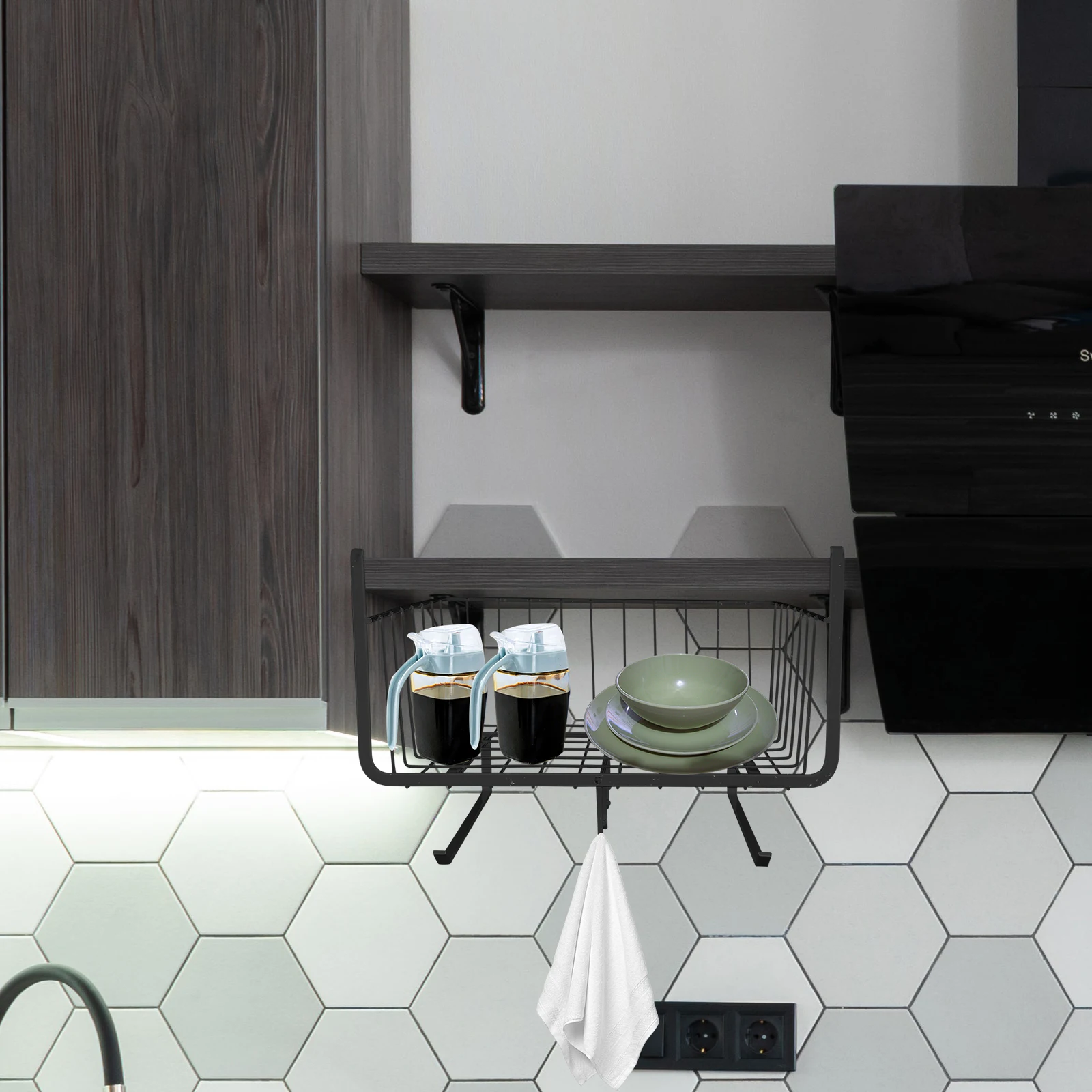 

Under Cabinet Basket Carbon Steel Hanging Storage Rack No Drill Needed For Kitchen Organizer Cabinet Baskets Home Storage