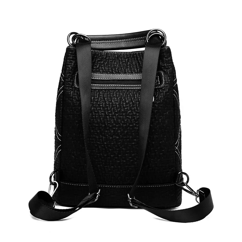 Thread Diamond Pattern Fashion PU Backpack Double Zipper Decorative Casual Shoulder Bag 2024 Hot Sale Bags for Women Bolsa Mujer