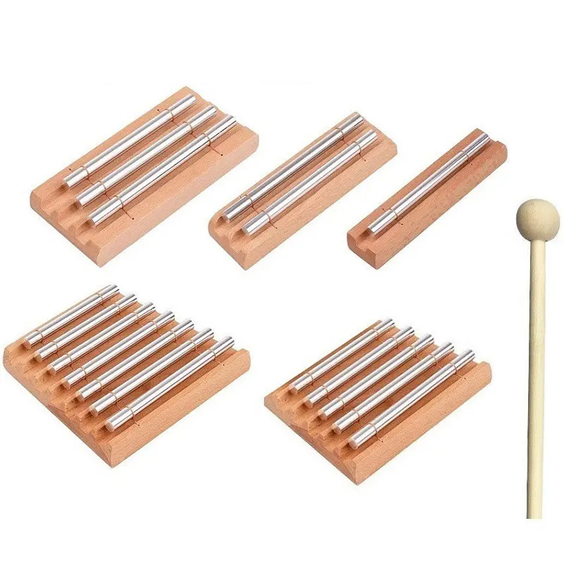 Meditation Chime 1/2/3/5/7-Tone Wind Chimes Wooden With Mallet Percussion Instrument Reminder Bell for Prayer Musical Chime