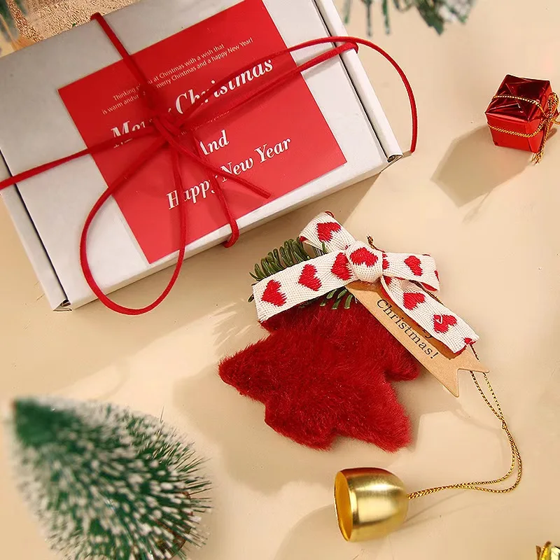 Christmas tree pendant red star New Year hanging bell Christmas ornament car hanging couple gift