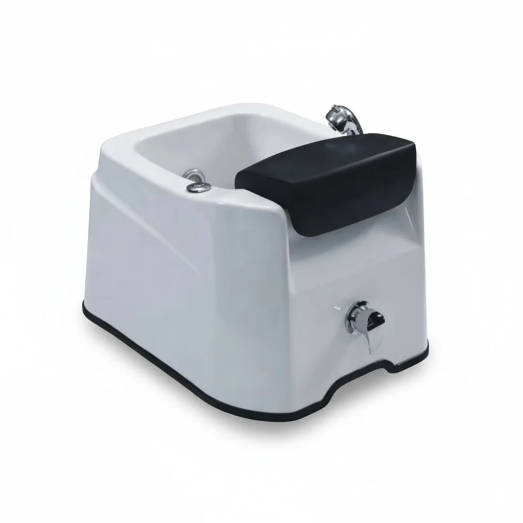 

White Pedicure Sink Bowl, Professional Foot Bath Basin for Spa Massage Chairs, Heavy Duty Salon Pedicure Tub, Spa Basin