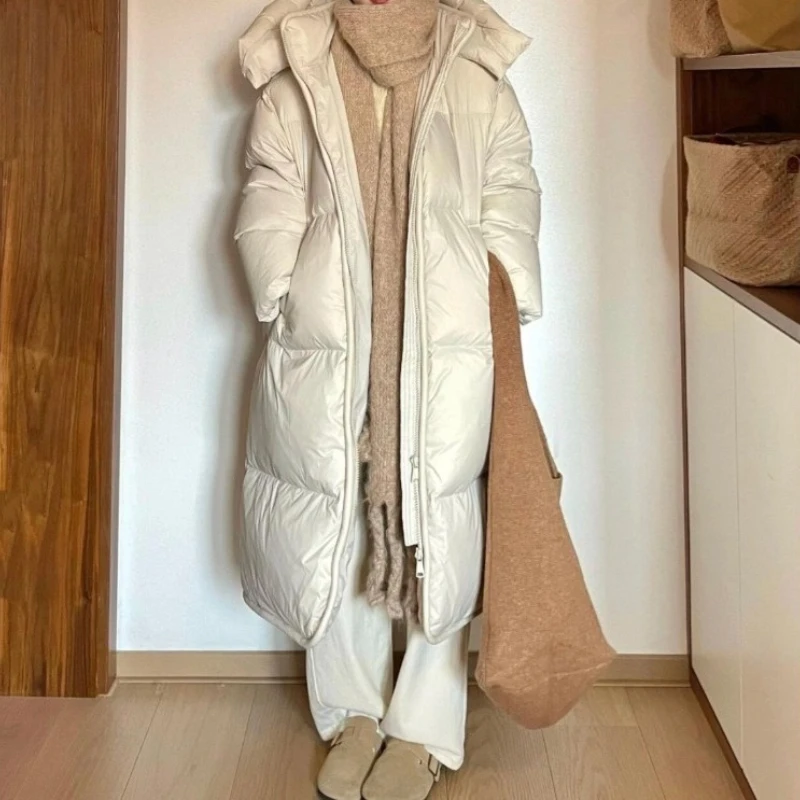 2025, nieuwe losse dikke katoenen gewatteerde damesjas, warme jas met lange capuchon, casual winterbovenkleding