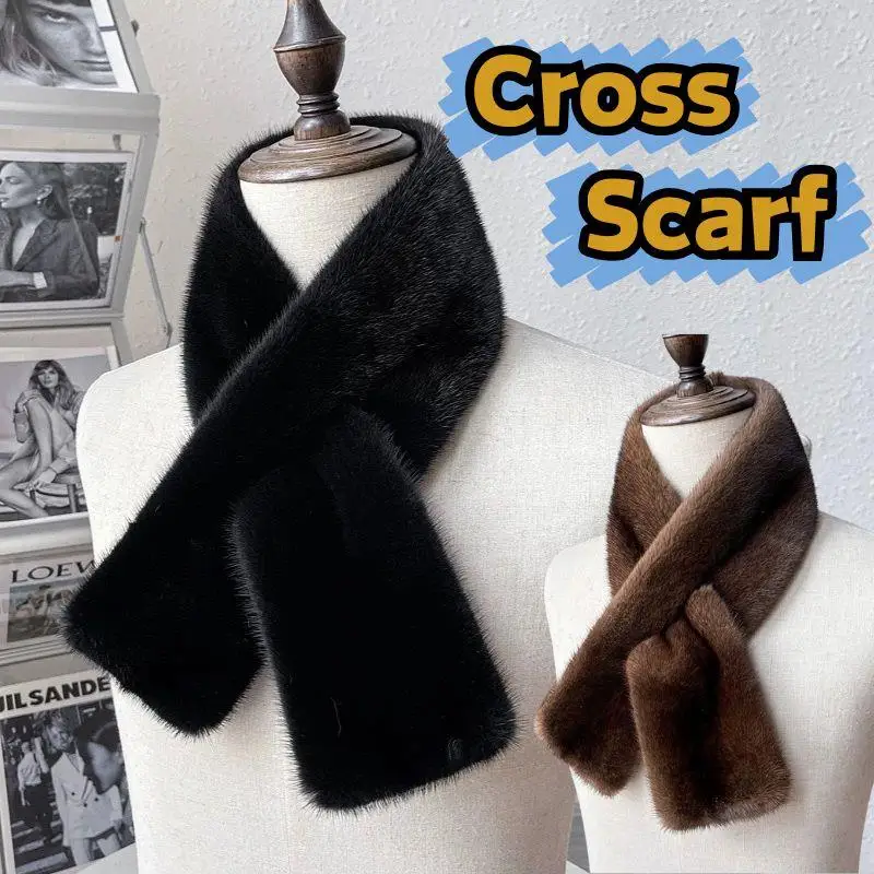 تقليد الفراء وشاح المرأة الشتاء رشاقته الدافئة فو الفراء وشاح حامي الرقبة عبر طوق أفخم الأوشحة الصلبة فروي الرقبة أدفأ