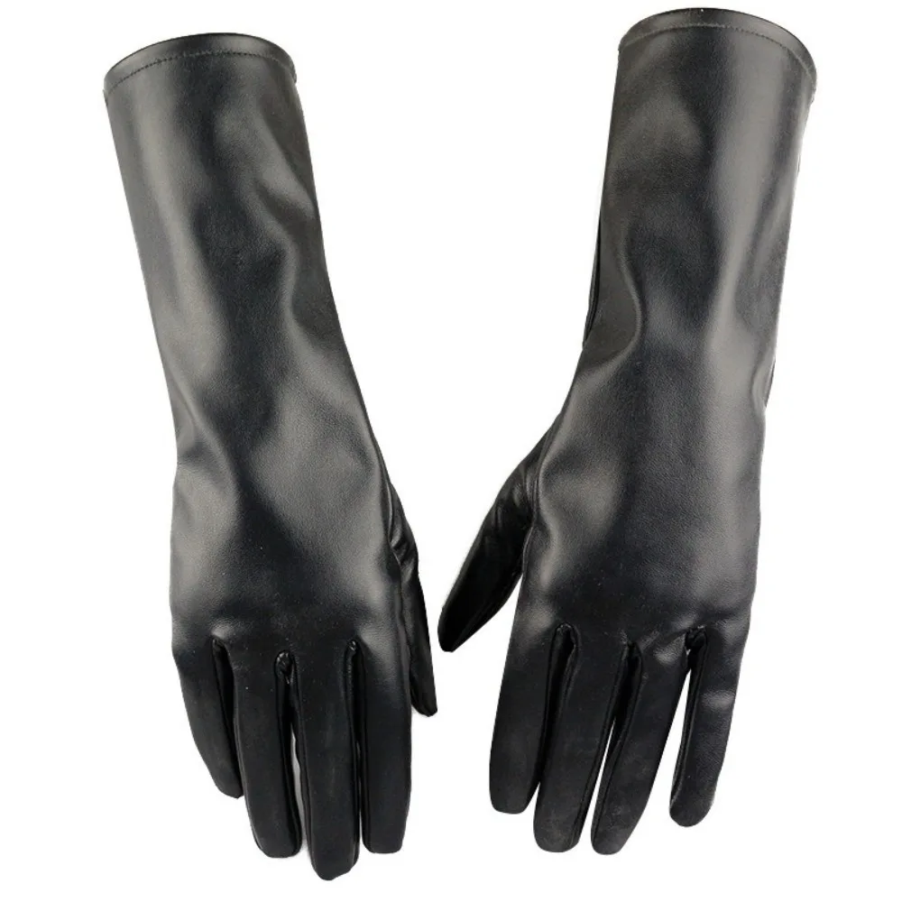 

Elegant Watertight Winter Gloves Antiskid Mid-Length Touch Screen Gloves Soft Plus Velvet Pu Leather Gloves Female Use