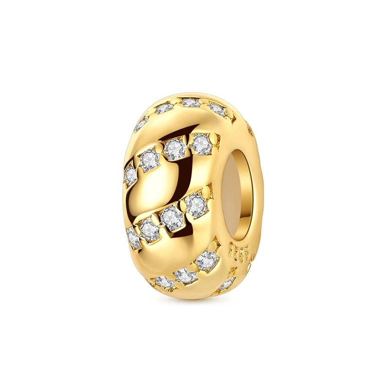 Goldfarbener, funkelnder Zirkon-Schmetterlings-Anhänger mit Clip-Sicherheitskette, passend für original 925er Sterlingsilber-Schmuck – Geschenk
