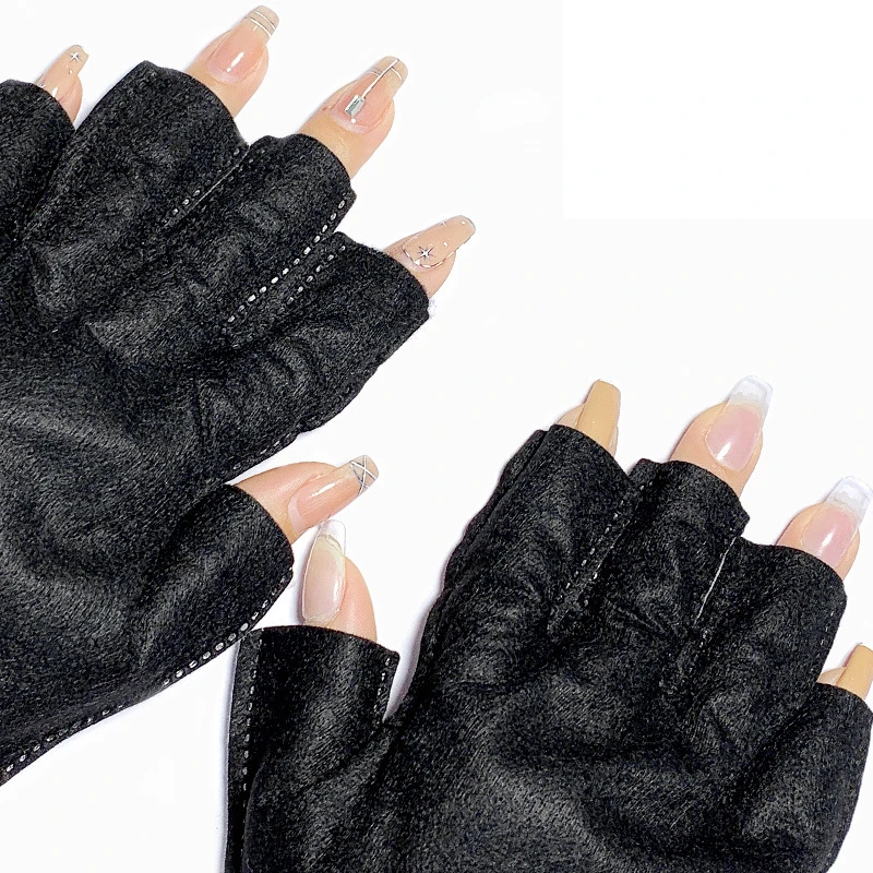 Black Anti-ultraviolet Nail Gloves Phototherapy Machine UV Baking Lamp Blocking Sunscreen Black Dew Finger Disposable Glove