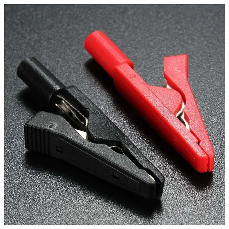 ABVJ-10X Insulated Alligator Clip Connector Clamp Testing Probe Red+Black