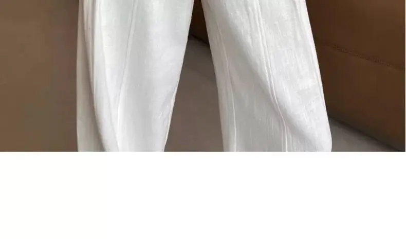 White Ramie Wide-leg Pants Women's Summer Thin High Waist Drape Old Money Style Suit Straight Sub-cotton and Linen Casual Pants