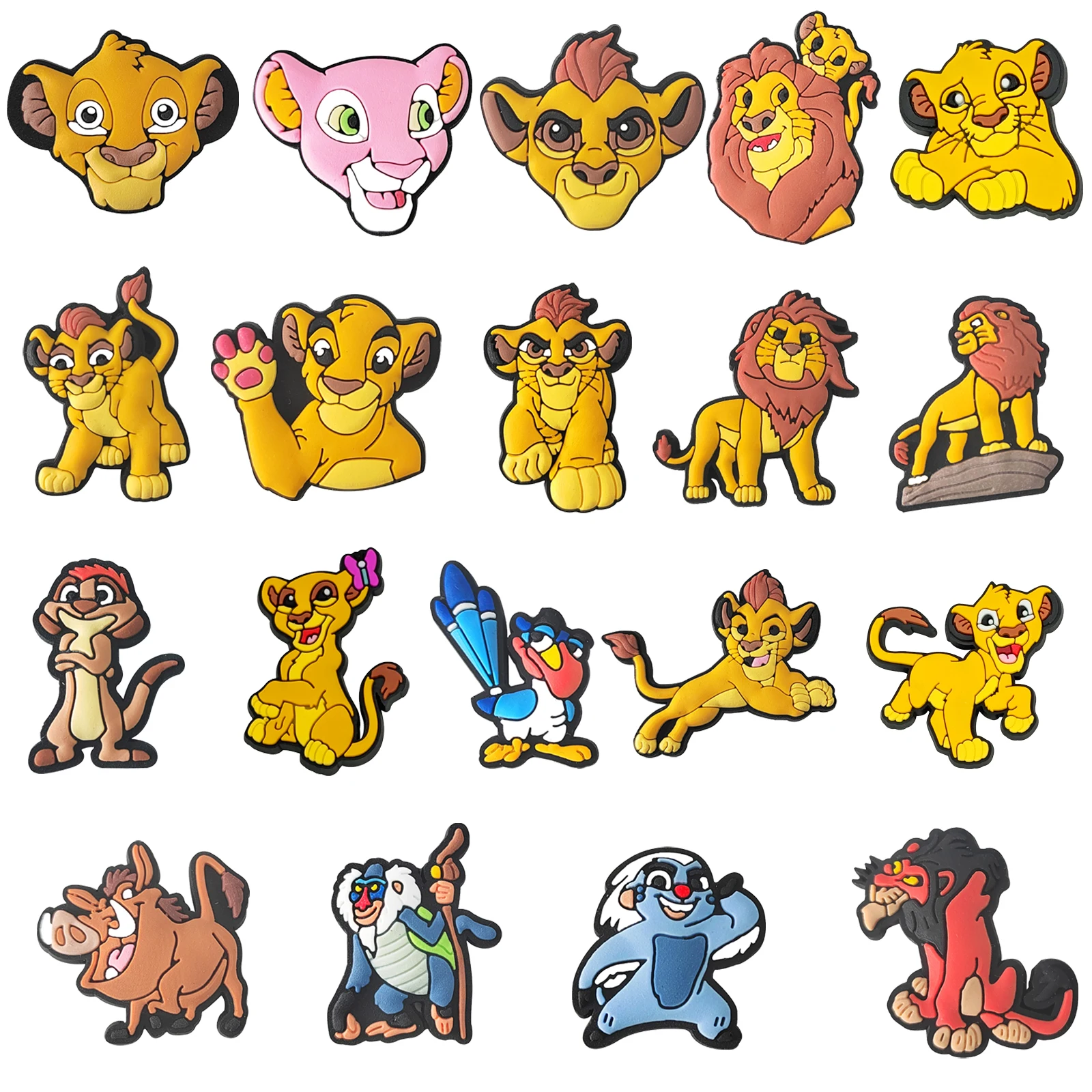 16Pcs Disney King Lion Series Shoe Charms For Shoe Key Chain Sandals Beach Bags, PVC DIY Shoe Decorations Accessories Shoes Pin