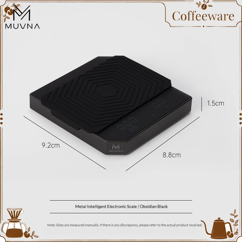 MUVNA Coffee Scale High Precision Smart Digital With Timer Metal For Espresso Pour Over Coffee Brewing Home Kitchen Bar
