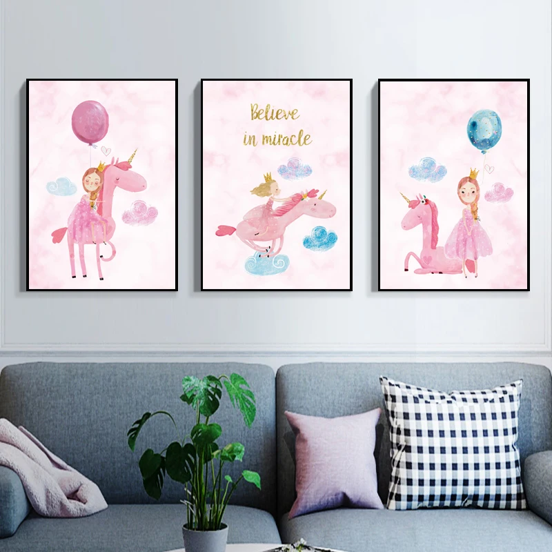 

A Set of Three Cartoon Balloon Wall Art Canvas Paintings Posters Northern Europe Used Home Decor Living Room The Girl's Bedroom