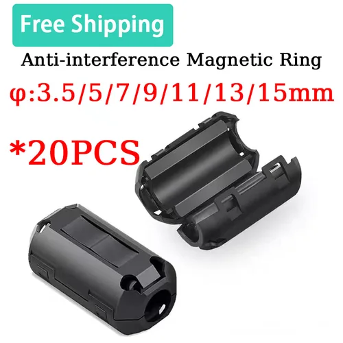 20 piezas filtro de ruido EMI ferrita negra antiinterferencias EMC 3,5 MM 5/7/9/11/13/15MM supresor de ruido de núcleo de ferrita antiinterferencias
