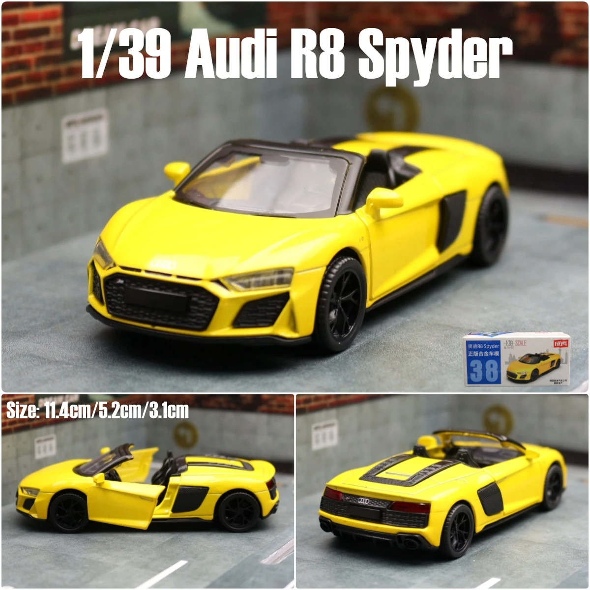 1/36 Audi R8 Coupe GT Spyder Toy Car Model RMZ City 3'' Diecast
