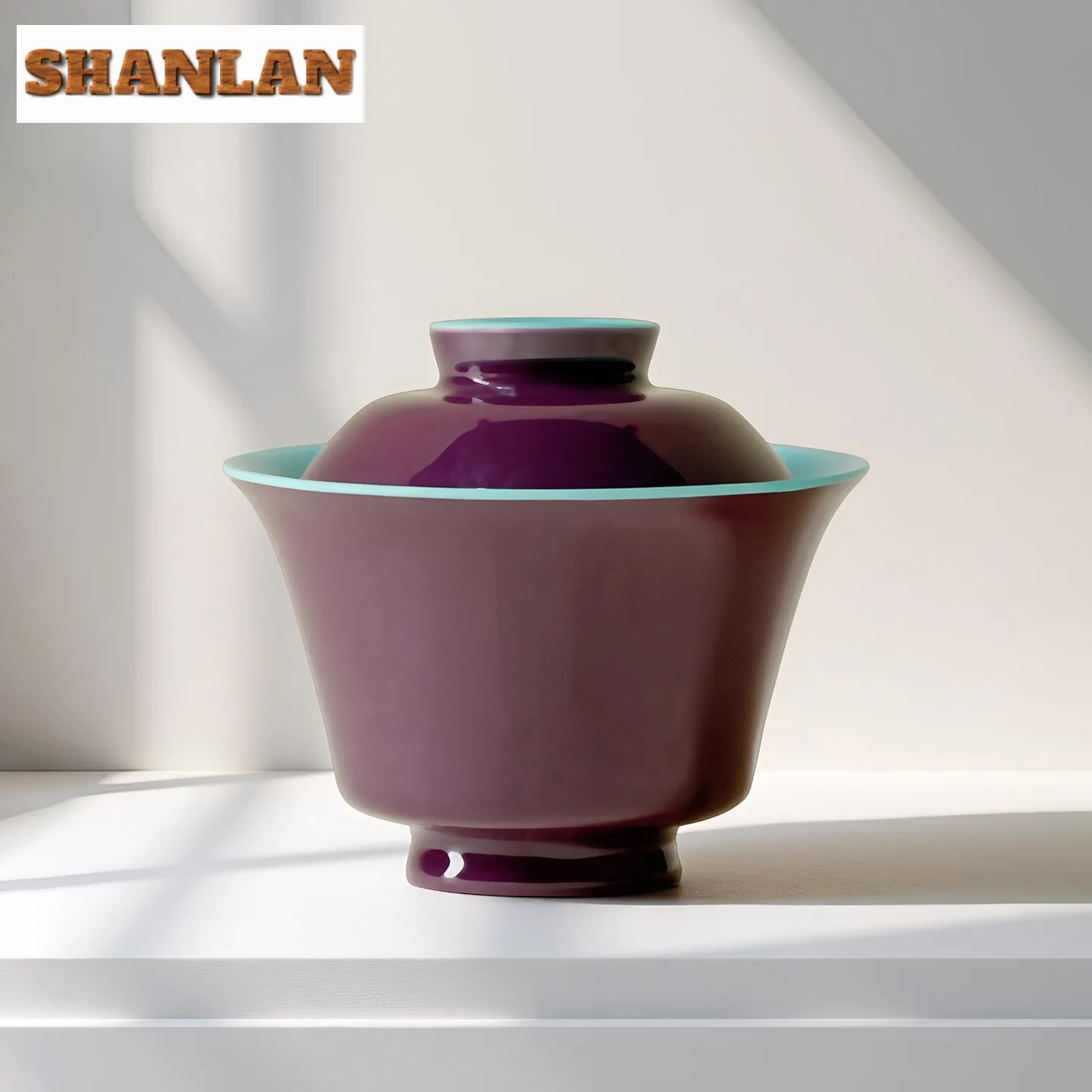 

135ml Purple Inner Turquoise Green Gaiwan Vintage Tea Tureen Tea Bowl With Lid Kit Tea Making Cover Bowl Tea Items Decoration