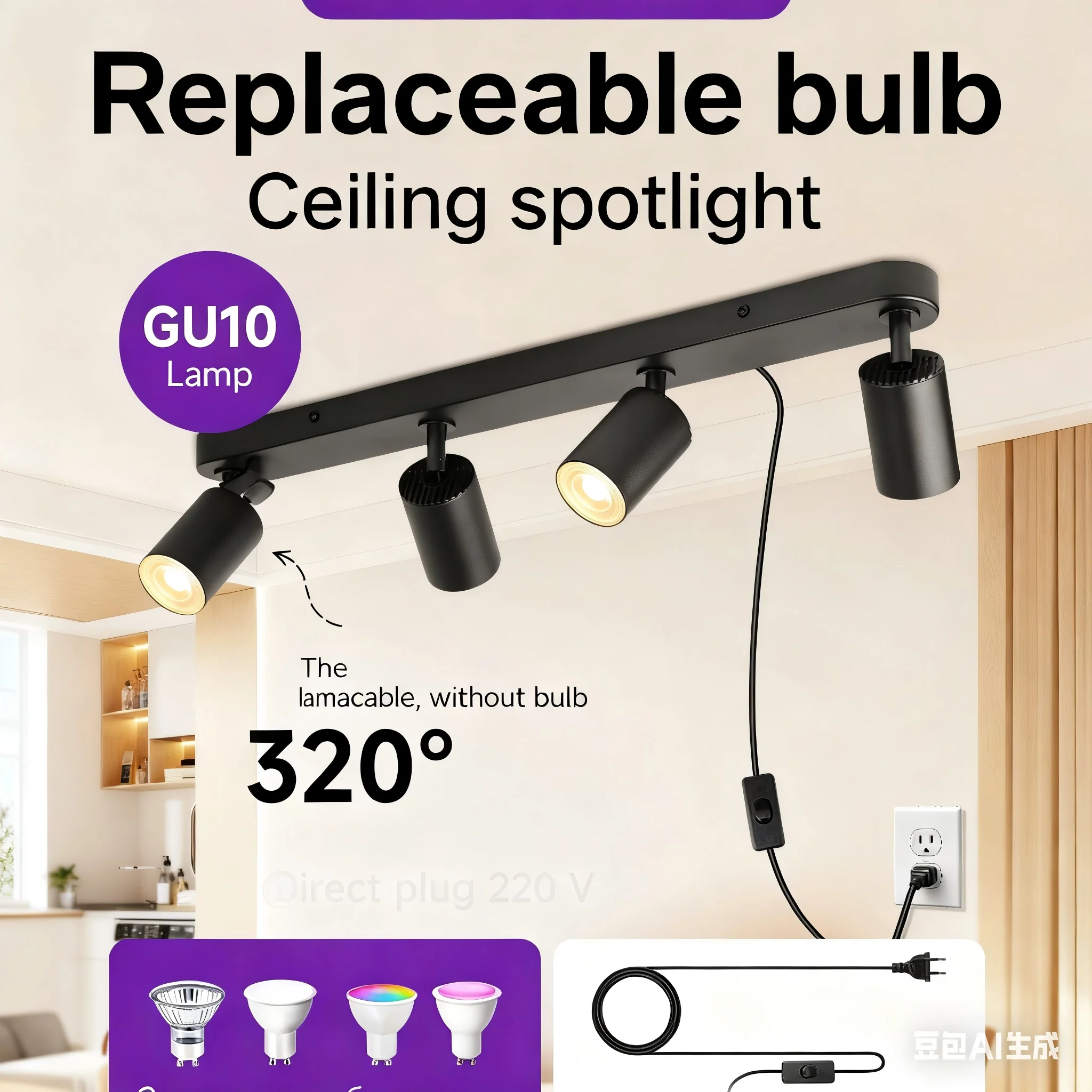 LED Ceiling Light Replacement GU10 Bulb110v 220v Ceiling Spot Light for Bedroom Living Room Corridor Kitchen Ceiling Lamp