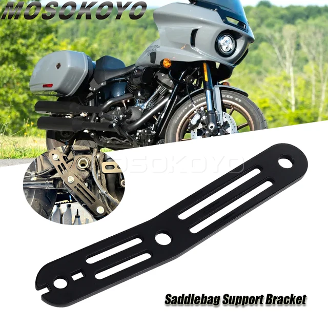 Wycinany laserowo 1/4 płyta stalowa wspornik podtrzymujący uchwyt na sakwy pasuje 2 do 1 układów wydechowych miękka końcówka Harley FXLRST FLHC 18-up