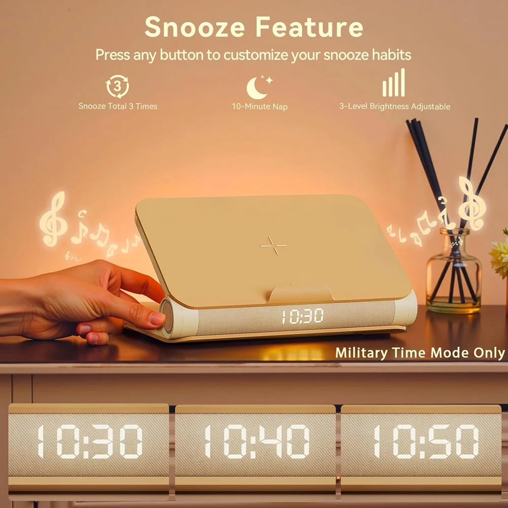 ALIM-Book Lamp Wake Up Light Sunrise Alarm Clocks With 16-Level Volume Loud For Heavy Sleepers Adults Wireless Snooze