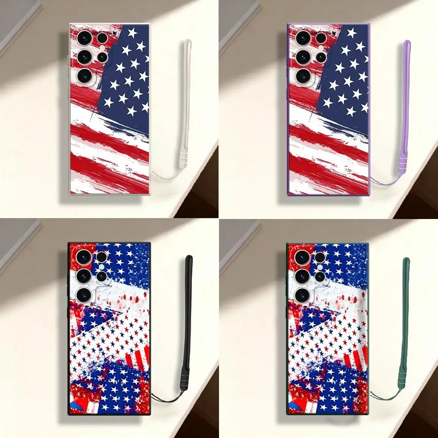 Phone Cover Case for Samsung Galaxy S26 Ultra S24 S21 S23 Note 20 10 S20 FE S22 S25 Plus Brushstroke Flag