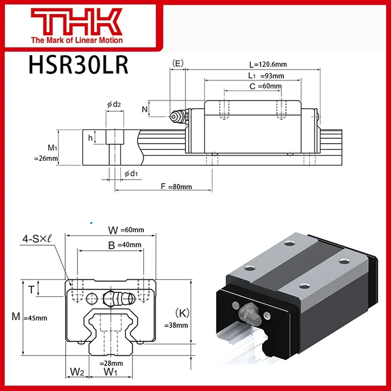 Imagem -05 - Controle Deslizante Linear do Trilho de Guia Thk Transporte Original do Bloco Hsr30lr Hsr 30lr Hsr30 Hsr30lr1uu Hsr30lr1ss gk