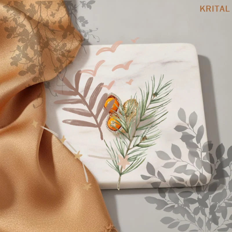 Gold Plated Peanut Brooch Orange: Agate Inlay Shiny Cubic Zirconia Daily Wear Parties Gifts
