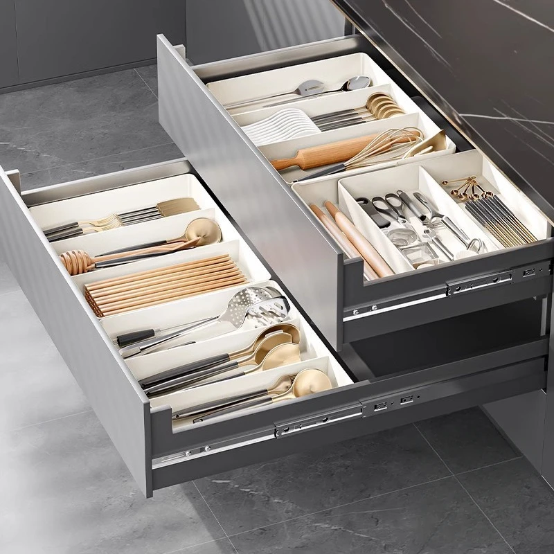 Scalable desktop drawer storage box, home kitchen with built-in retractable knives, forks, tableware, chopsticks