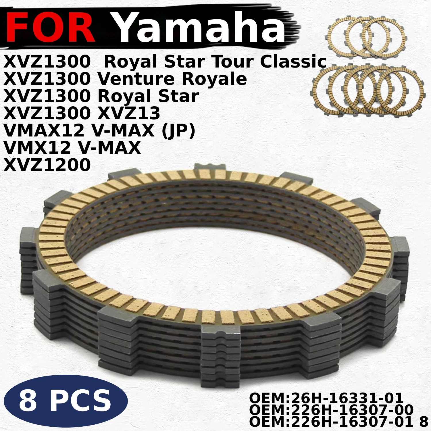 Motorcycle Clutch Friction Plates Disc For Yamaha XVZ1300 XVZ13 XVZ 1300 Venture Royale Star Tour Classic Royal Star 1300 Parts