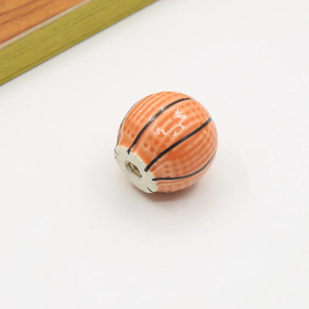 Picture 5: Cartoon Single Hole Basketball Door Handle Ceramic Round Football Door Knob Soccer Pull Handles Drawer Knobs Wardrobe