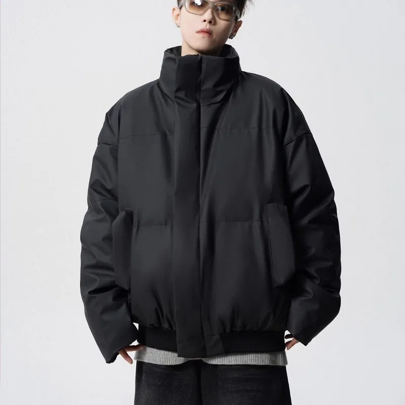 Streetwear Men's Parkas Youth Winter Coats for Women Unisex PU Leather Windproof Padded Jackets Men Winter Clothes Outerwears