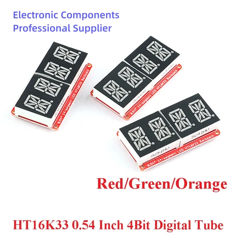 HT16K33 0.54 Inch 0.54‘’ 4 Bit Meter Digital Tube Module LED Display IIC I2C Control Meter 3.3V 5V for Arduino Red/Green/Orange