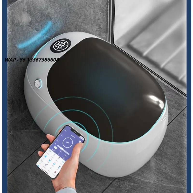 Elongated Floor Mounted Intelligent Ceramic Smart Toilet with Remote Control and Seat Heating Modern Design