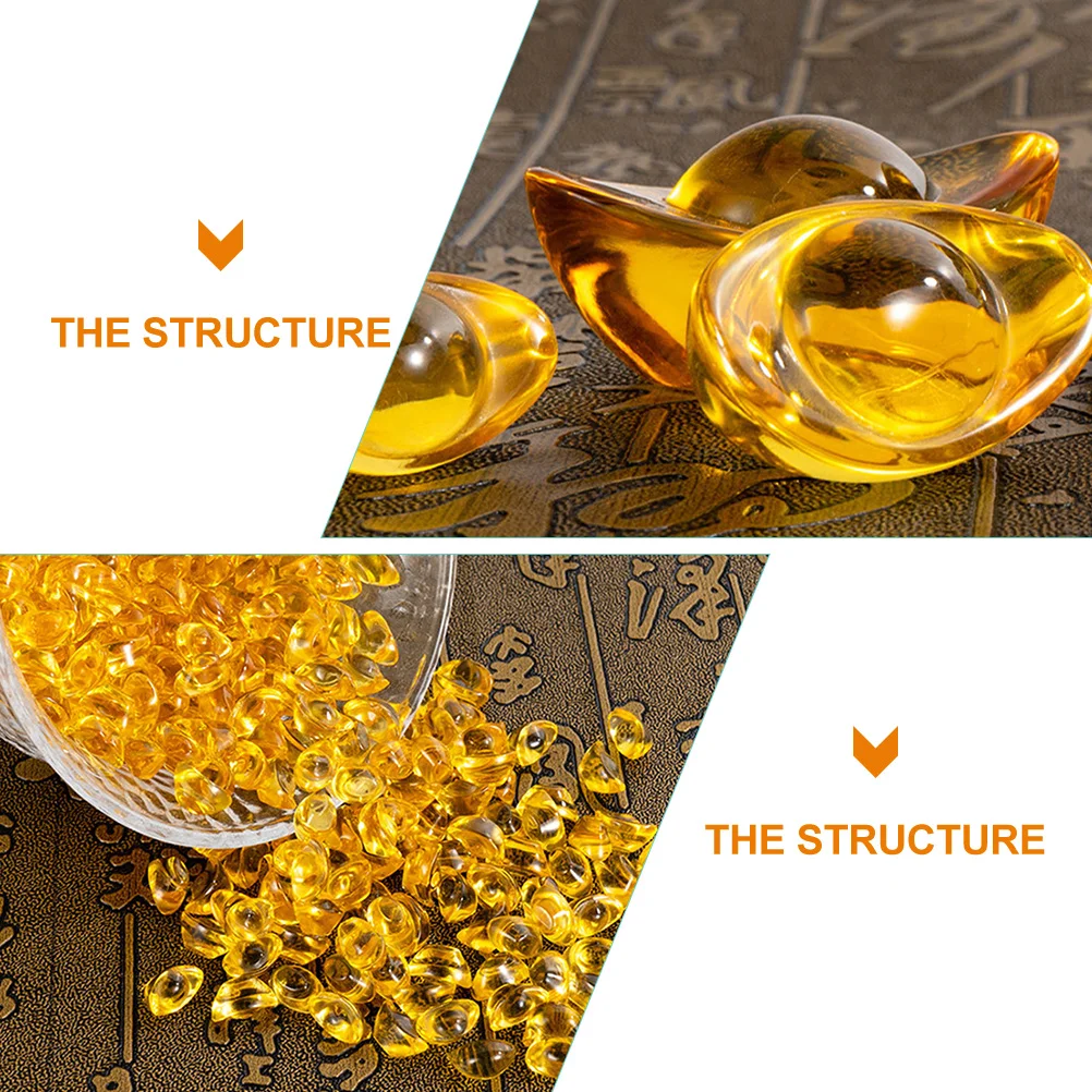 

25 Pcs Crystal Ingot nament Wealth Luck Feng Shui Decor Small Size Statues Golden Adornment Home Office Propitious