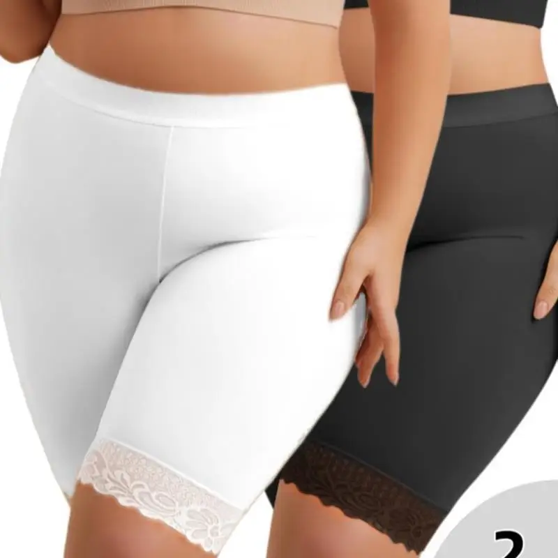 High Waist Breathable Women's Lace Trim Underwear Set of 2 Comfortable Underpants Faionable Ensemble for Middle-Aged Women