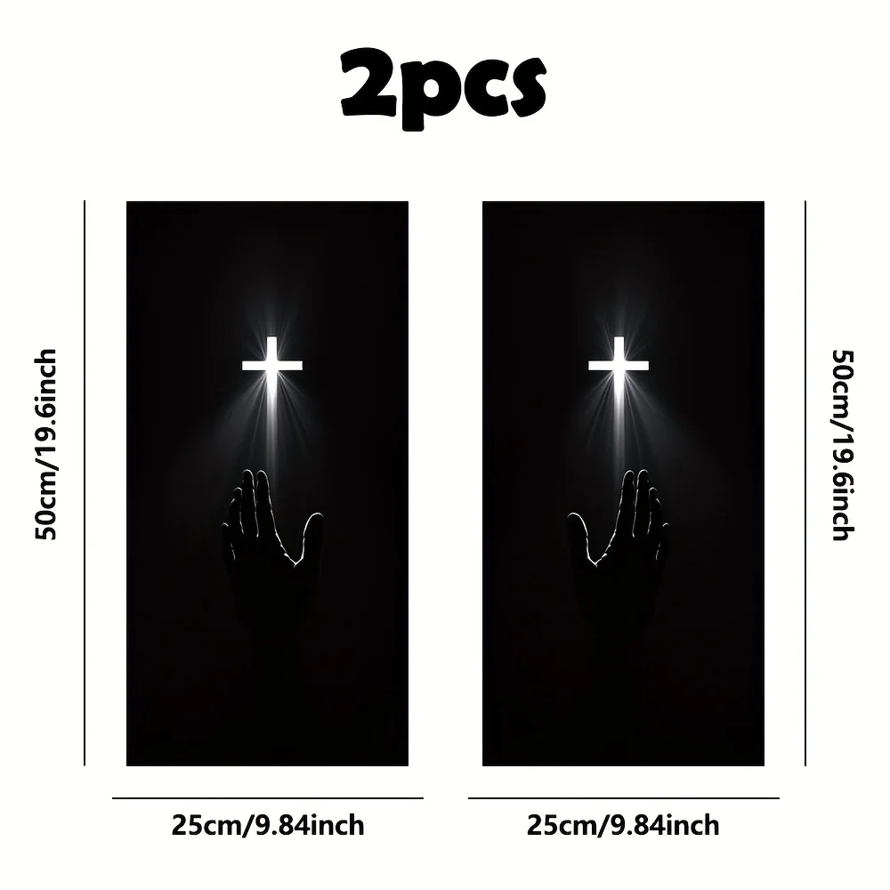 2Pcs Cross Light B-pillar Car Sticker Easy To Paste Without Leaving Glue Marks Jesus Faith Disposable Car Decoration Car Sticker