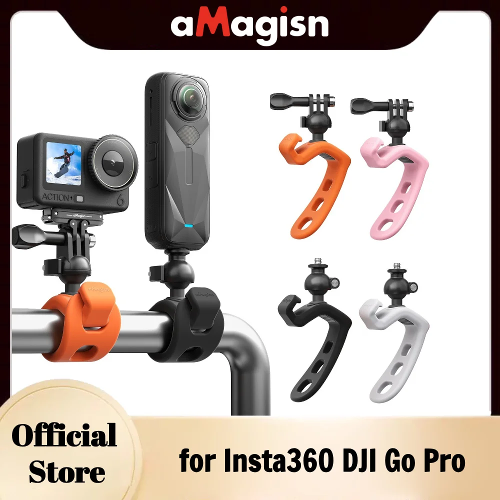 1.aMagisn Elastic Silicone Strap Mount, 360°Rotation, 2 Adapters (3-Prong & 1/4