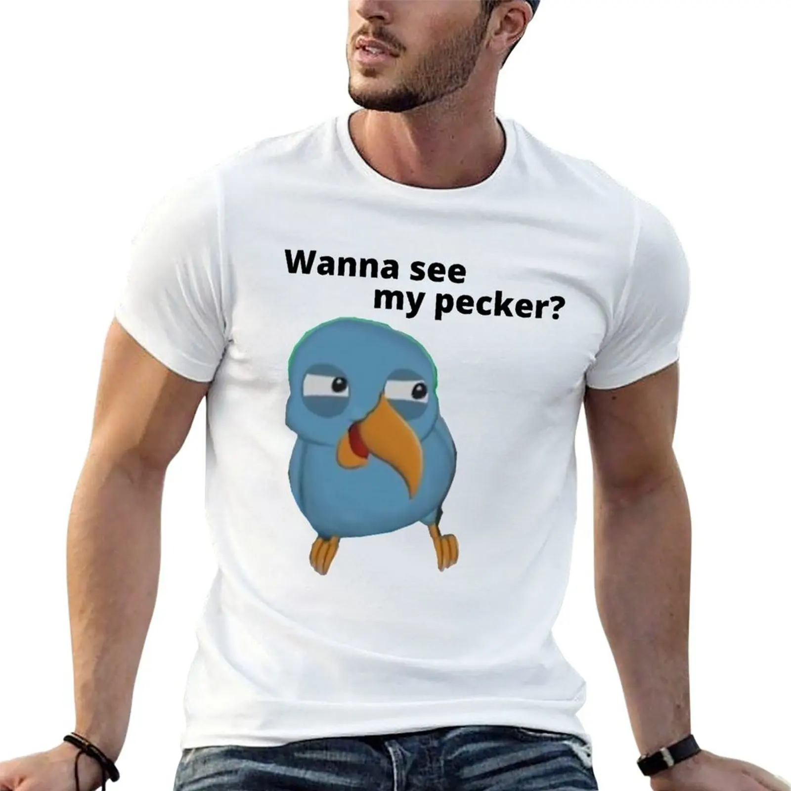 Мужская рубашка Pecker t из хлопка с моим принтом «Мемы» и футболка Wanna See Bird