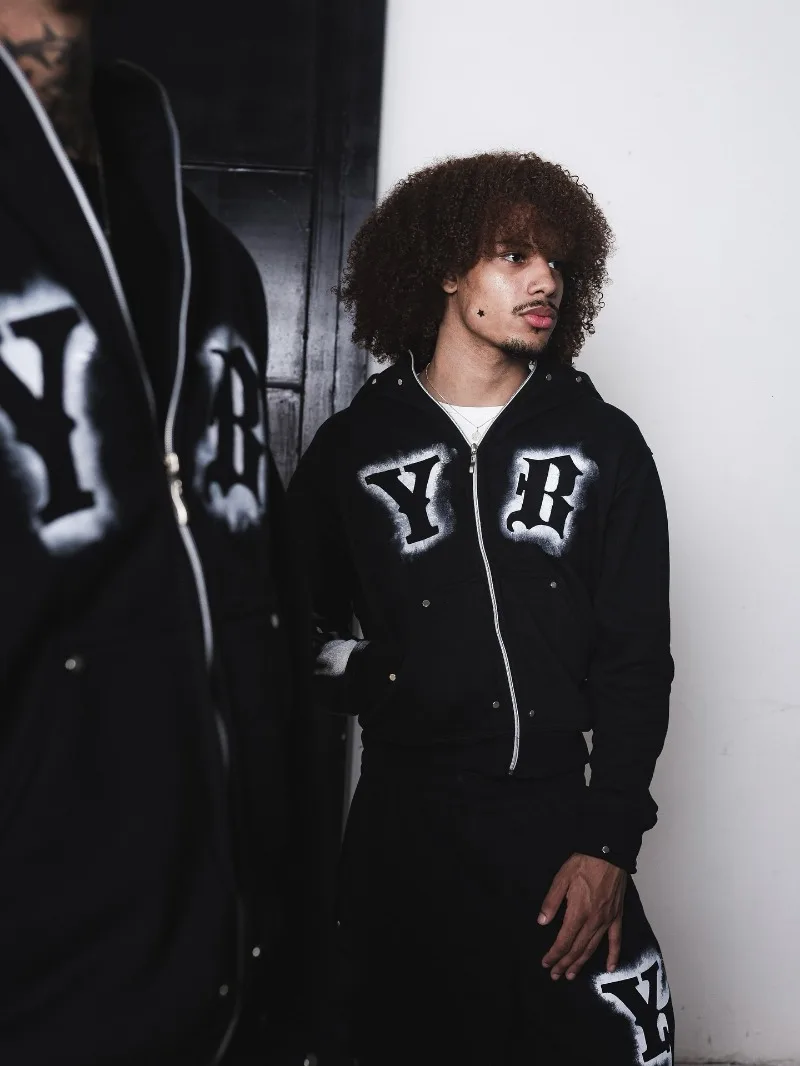 

Американская ретро-готика Y B, модная мужская уличная одежда большого размера с буквенным узором Y2K, свободная универсальная толстовка с длинными рукавами в стиле Харадзюку