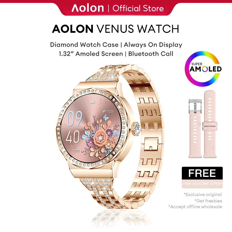 Aolon VENUS Bluetooth Call Smart Watch Women Custom Dial Watches Sport Fitness Tracker Heart Rate Smartwatch For Android IOS