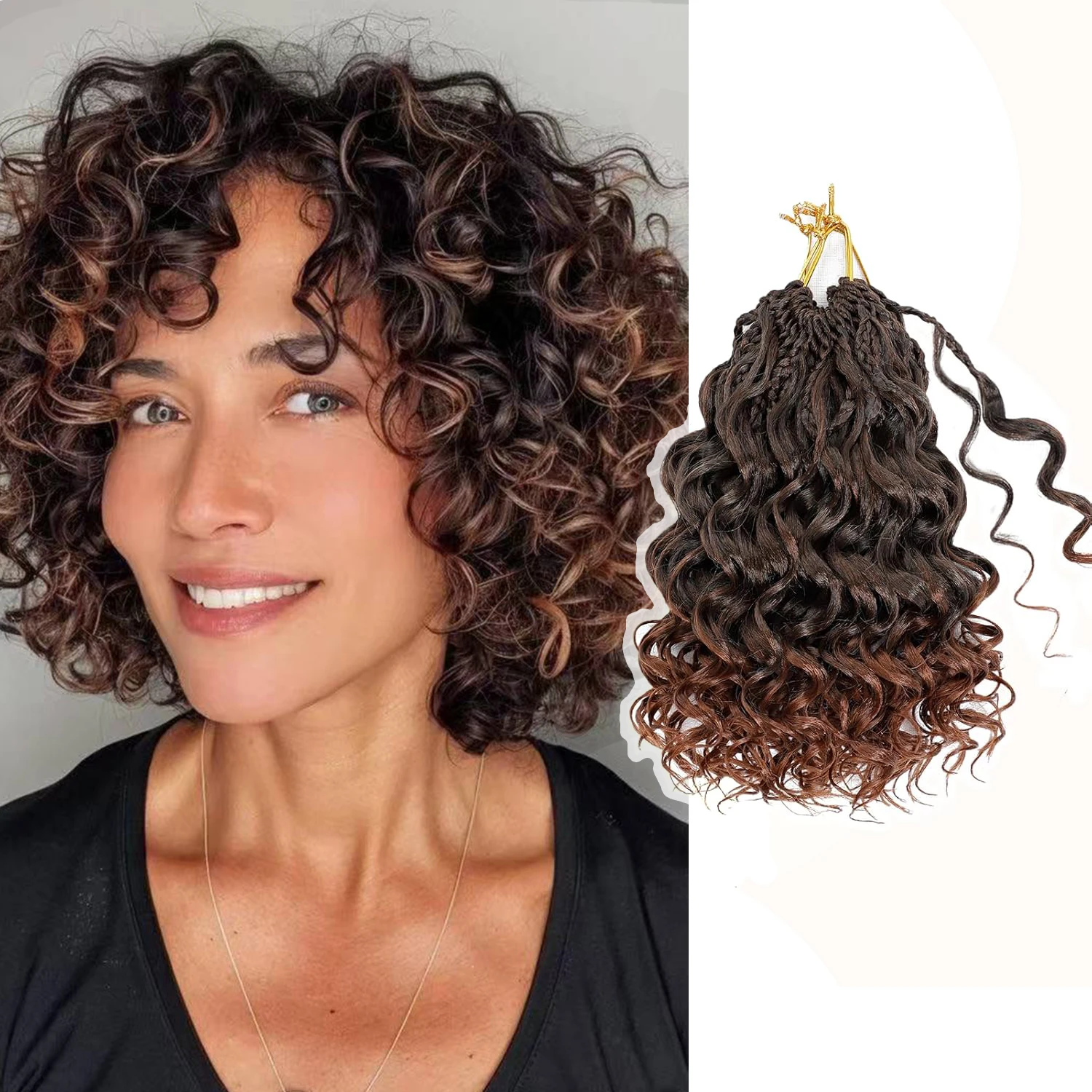 

Синтетические волосы GoGo Curl Crochet Hair 8/10/12 дюймов, короткие кудрявые волосы для женщин, предварительно сплетенные косички с кудрявыми концами.