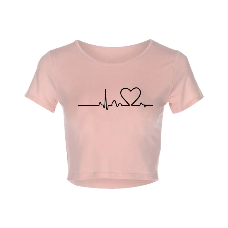 Camisetas de manga corta para mujer, Camiseta lisa de algodón con cuello redondo, Top corto de cintura alta, Camiseta holgada informal para mujer