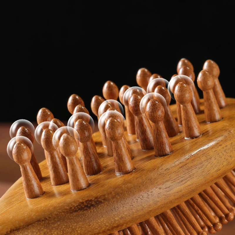 New Double Sided Sandalwood Air Bag Comb Anti Static Scalp Massage Wood Comb Head Blood Circulation Nose Comb Brush Curly Hair
