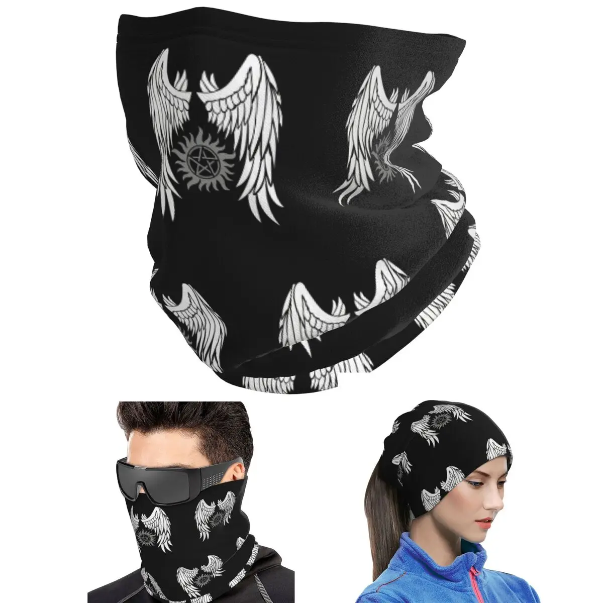 Supernatural Wings And Logo Bandana Neck Gaiter Printed Wrap Scarf Cycling Headband For Men Women Adult Winter