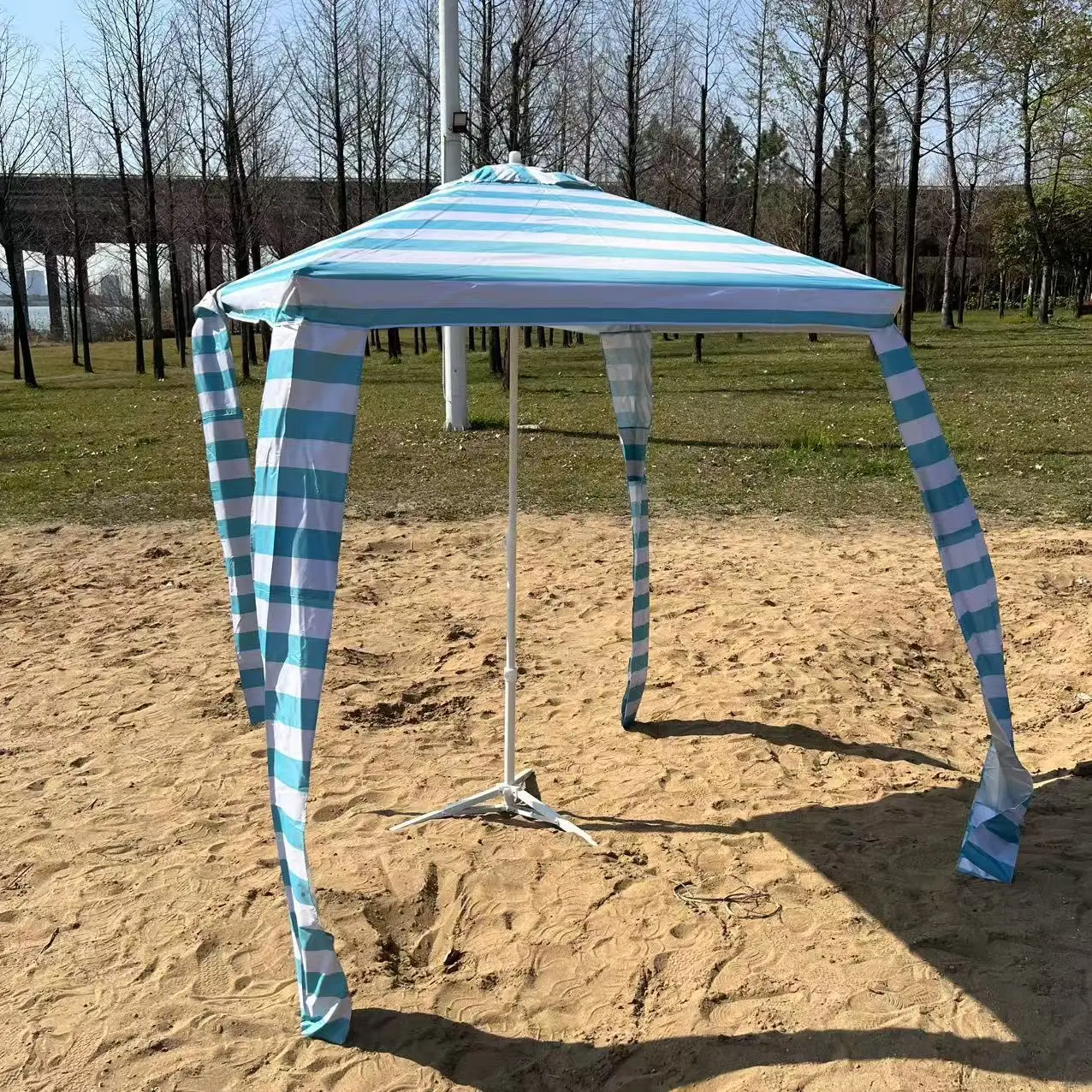 Outdoor seaside beach square umbrella camping tent umbrella shading four corners sun protection beach umbrella print Logo